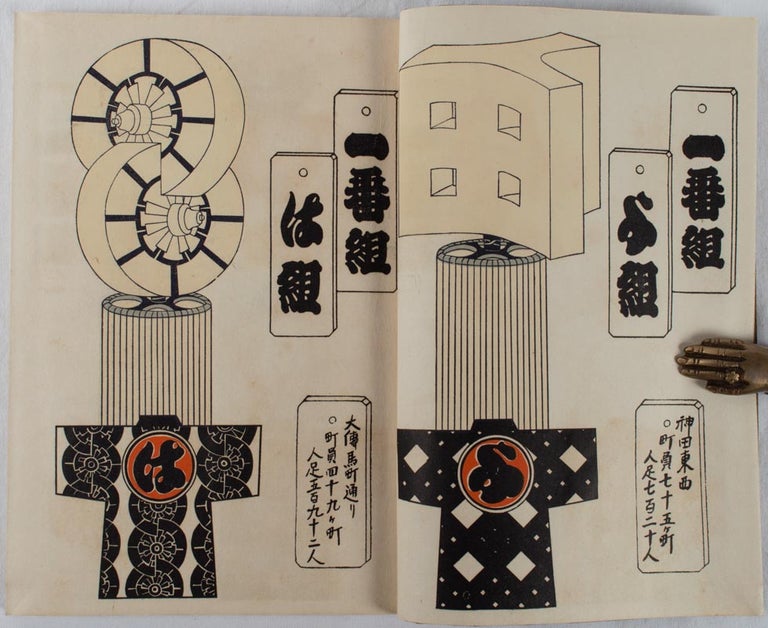 Stock ID #174645 精華. 江戸の華, 都之魁. [Seika. Edo no hana, miyako no sakigake]. [Illustrated Collection of Edo Fire Brigades' Signias and Happi Uniforms]. MASAMI KATŌ, 加藤正美.