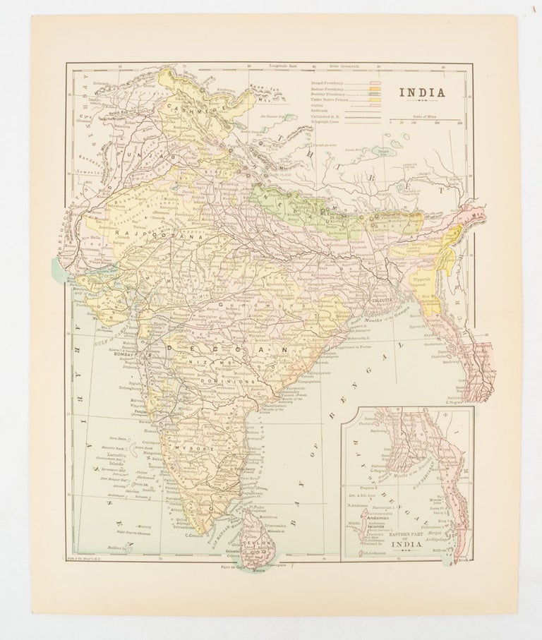Stock ID #174839 India. INDIA - MAP., FISK, CO, ENGRAVERS.