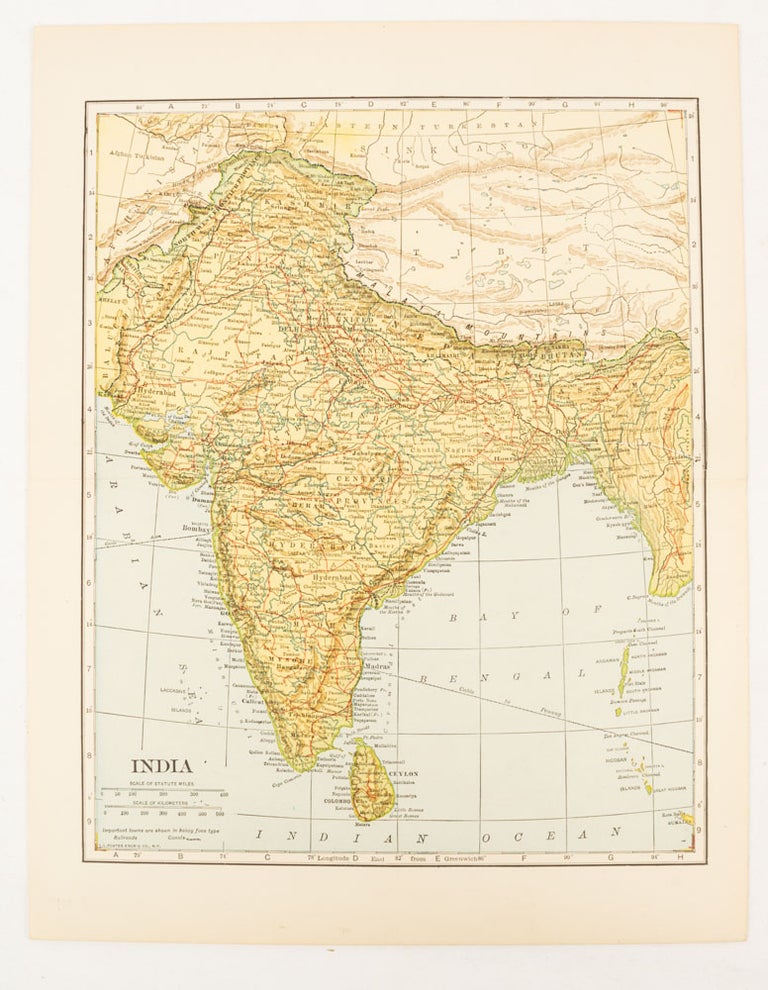 Stock ID #174840 India. INDIA - MAP., L. L. POATES, ENGRAVERS.