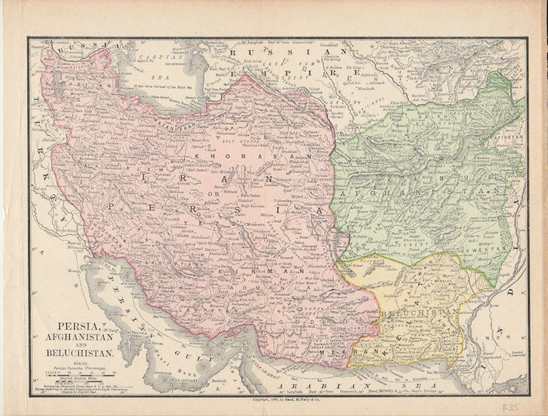 Stock ID #174941 Persia, Afghanistan and Beluchistan. MIDDLE EAST - MAP, RAND MCNALLY, CO, ENGRAVERS.