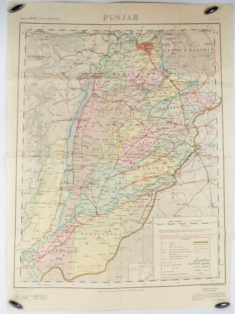 Stock ID #175114 Map of Punjab. Second Edition. SURVEYOR GENERAL OF PAKISTAN S. Q. HASAN.