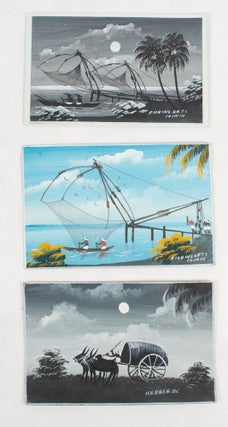 Stock ID #175245 A Collection of Three Vintage Handpainted Watercolour Postcards of Kerala &...