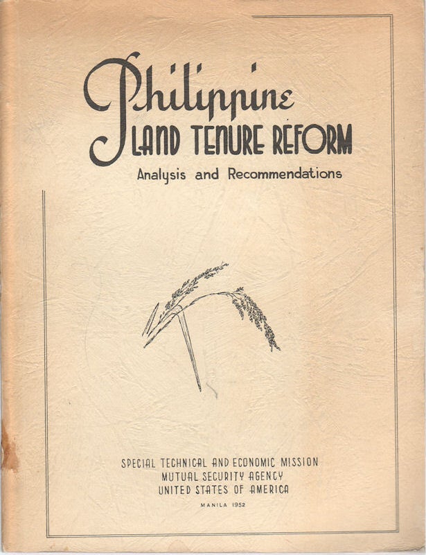 Stock ID #175362 Philippine Land Tenure Reform. Analysis and Recommendations. LAND TENURE REFORM.