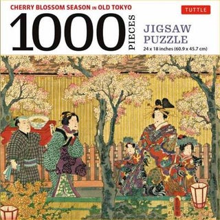Stock ID #175366 Cherry Blossom Season in Old Tokyo - 1000 Piece Jigsaw Puzzle. TUTTLE, UTAGAWA...