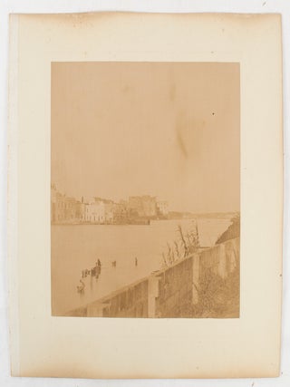 Albumen Prints of the Exterior of Saint John's Co-Cathedral, Valletta, and a River Scene With Children Bathing.