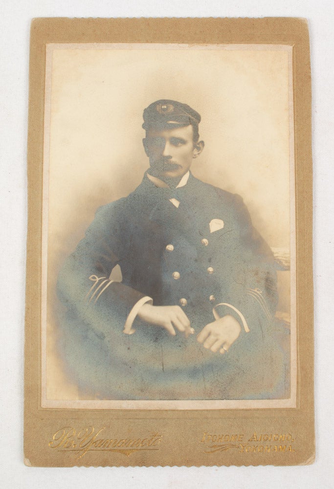 Stock ID #175466 Cabinet Card of a Naval Officer by the Yamamoto studio. R. YAMAMOTO.