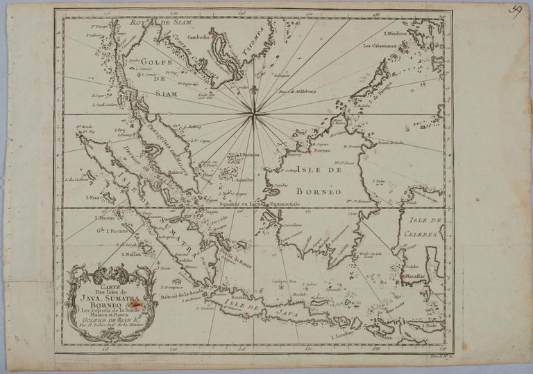 Stock ID #175650 Carte des Isles de Java, Sumatra. Borneo &c. Les Détroits de la Sonde Malaca et Banca, Golphe de Siam c. JACQUES-NICOLAS BELLIN.