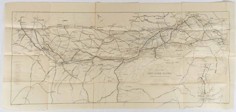 Stock ID #175858 Map of the East Indian Railway showing stations and mileage by Shortest route. GEORGE PHILIP, SON LTD, ENGRAVERS.