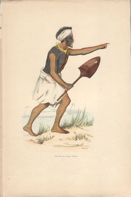 Stock ID #175965 Guerrier de Tonga Tabou. AUGUSTE WAHLEN, ENGRAVER, MERCIER, LOUIS AUGUSTE DE, AFTER SAINSON.