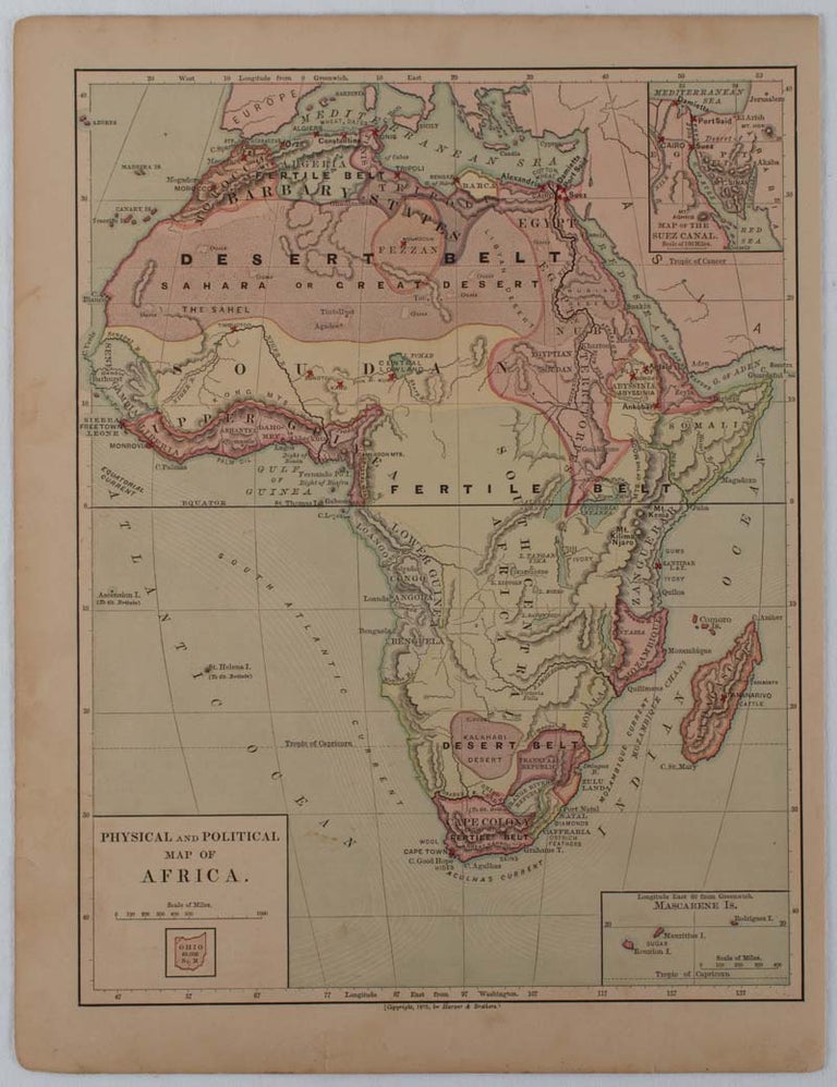 Stock ID #176015 Physical and Political Map of Africa. AFRICA - PRE-COLONIAL ERA MAP.