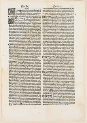 Stock ID #176078 Printed Leaf from Super Tertio [Petri Lombardi] Libro Sententiarum. THOMAS C....