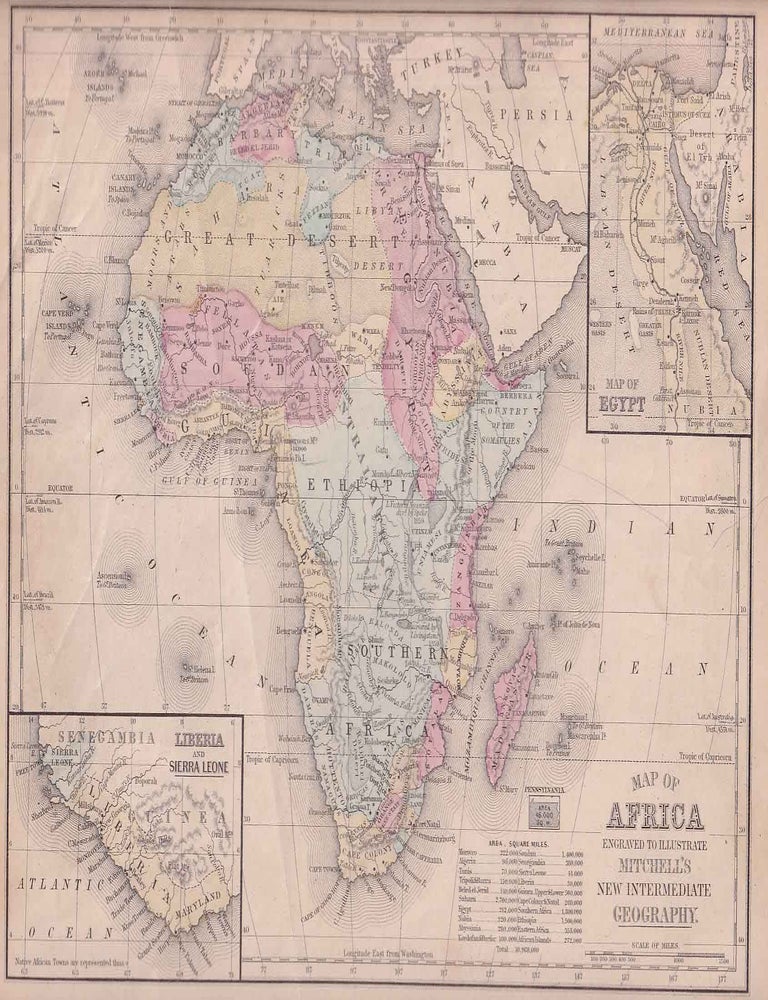 Stock ID #176603 Map of Africa engraved to illustrate Mitchell's New Intermediate Geography. SAMUEL AUGUSTUS MITCHELL.