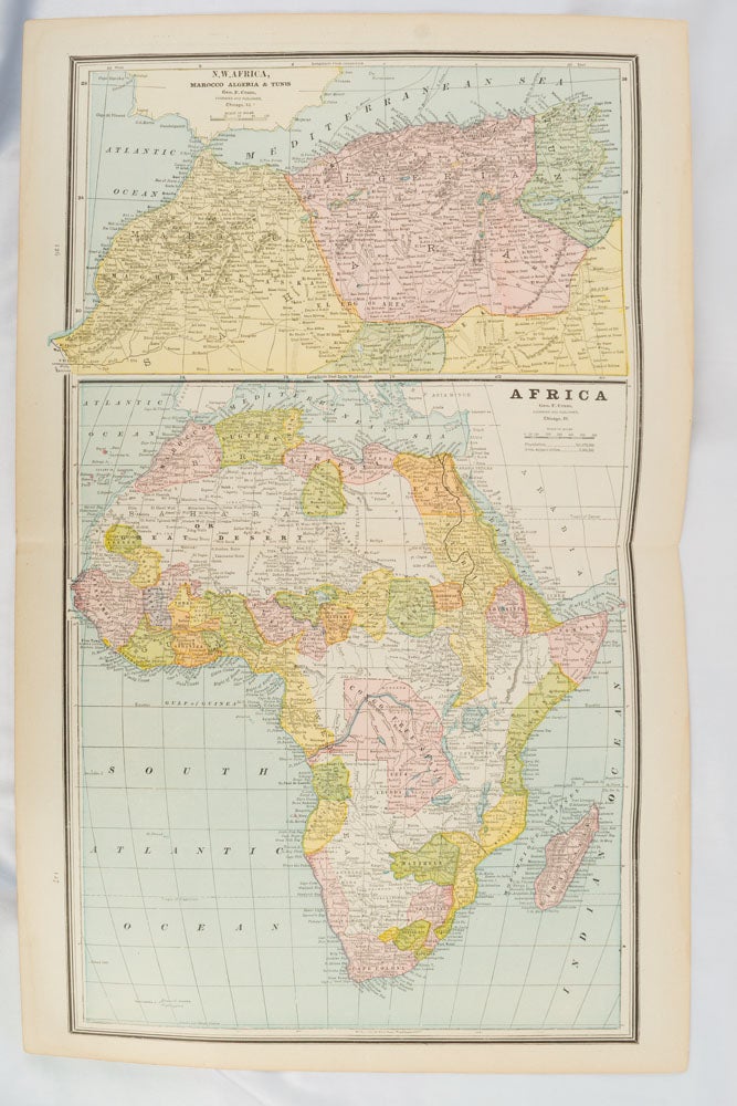 Stock ID #177068 Africa [and] N. W. Africa, Morocco, Algeria & Tunis. AFRICA - MAP, GEORGE F. CRAM.