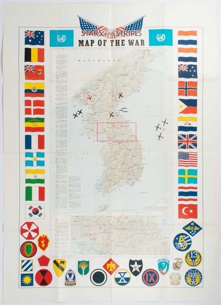Stock ID #177316 Pacific Stars and Stripes Map of the War. KOREAN WAR MAP.