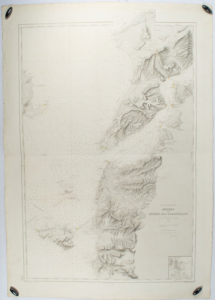 Stock ID #178272 Abords et Entrée des Dardanelles. Mer Mediterranée. GALLIPOLI - ANTIQUE MAP, E. DUMAS-VORZET, A. GÉRIN, A. GERMAIN, ENGRAVER, HYDROGRAPHER.