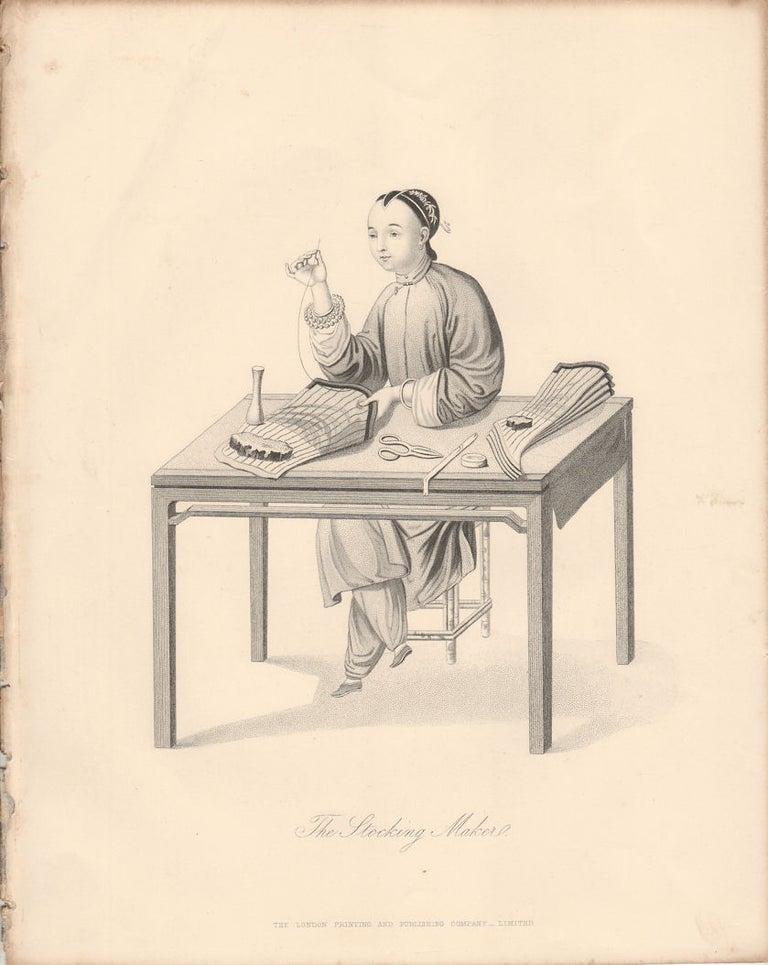 Stock ID #178446 The Stocking Maker. [caption title]. CHINA - COSTUME. ANTIQUE PRINT, GEORGE HENRY MASON, AFTER.