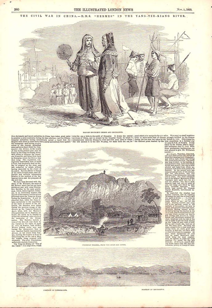 Stock ID #179541 The Civil War in China. H.M.S. "Hermes" in the Yang-Tze-Kiang River... [caption title]. TAIPING REBELLION- ANTIQUE PRINTS.