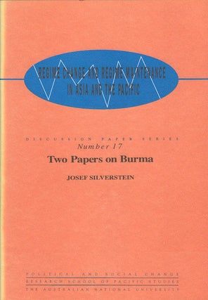 Stock ID #179813 Two Papers on Burma. JOSEF SILVERSTEIN