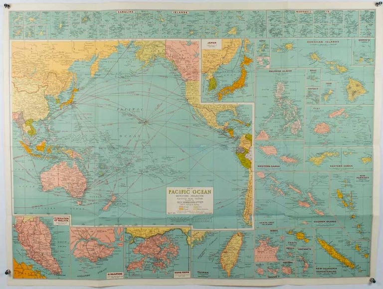 Stock ID #180206 Robinson's Pacific Ocean Mercator's Projection. Map no. 1804 : New Map of the Pacific Ocean with Insets showing Island Groups in Detail. ASIA-PACIFIC - MAP.