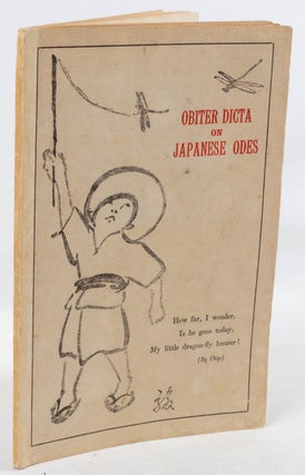 Stock ID #180732 Obiter Dicta on Japanese Odes. S. NOBUNAGA