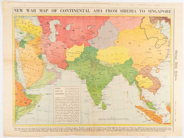 Stock ID #180760 New War Map of Continental Asia from Siberia to Singapore. WWII MAP OF ASIA, W. H. WISNER.