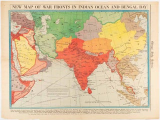 Stock ID #180782 New Map of War Fronts in Indian Ocean and Bengal Bay. WWII MAP OF ASIA, W. H....