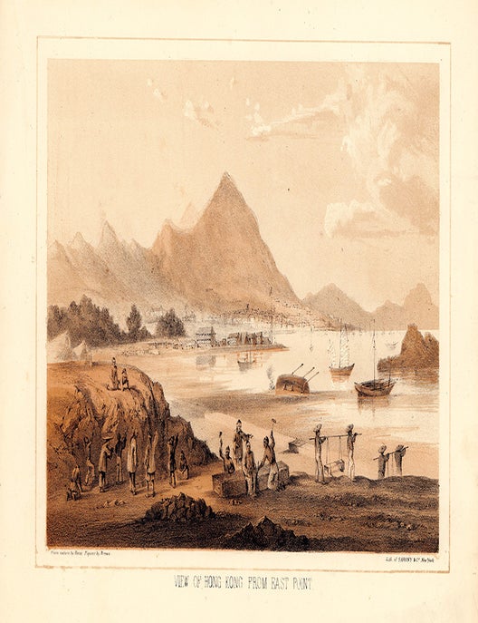 Stock ID #182055 View of Hong-Kong from East Point. [Caption title]. HONG KONG - ANTIQUE PRINT, ELIPHALET BROWN, WILHELM HEINE, SARONY, CO, LITHOGRAPHERS, COMMODORE MATTHEW PERRY.