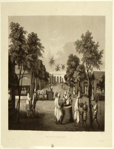 Stock ID #196250 March&eacute; de Pondichery. INDIA - PONDICHERRY, FRAN&Ccedil;OIS-EDMOND P&Acirc;RIS, SIGISMOND HIMELY, ARTIST, ENGRAVER.