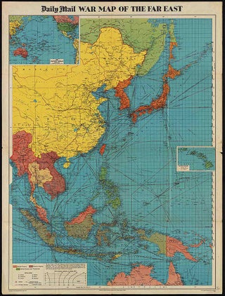 Stock ID #205765 The Daily Mail War Map of the Far East. WORLD WAR II MAP OF EAST ASIA