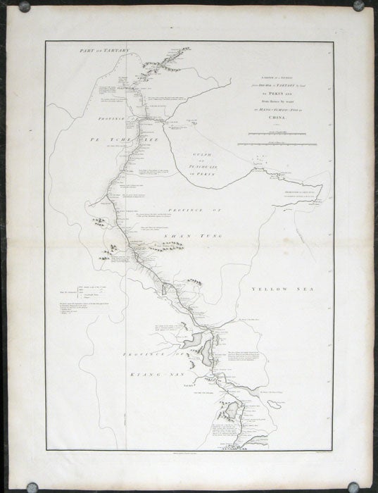 Stock ID #207049 A Sketch of a Journey from Zhe-Hol in Tartary by land to Pekin and from thence by water to Hang-Tchoo-Foo in China. CHINA - 18TH CENTURY MAP, JOHN BARROW, BENJAMIN BAKER, ARTIST, ENGRAVER.