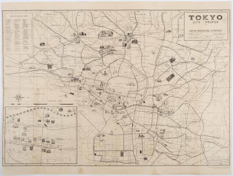 Stock ID #207616 Tokyo City Proper. TOKYO - WWII MAP, JAPAN MAGAZINE COMPANY.