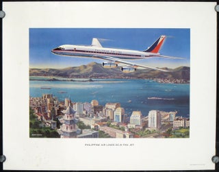 Stock ID #209305 Philippine Air Lines DC-8 Fan Jet. HONG KONG - 1960S TRAVEL POSTER, K. MEININGER