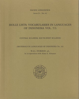 Stock ID #212477 Holle List: Vocabularies in Languages of Indonesia Vol. 7/3. W. A. L. STOKHOF