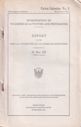 Stock ID #213496 Investigation of Un-American Activities and Propaganda. Report of the Special...