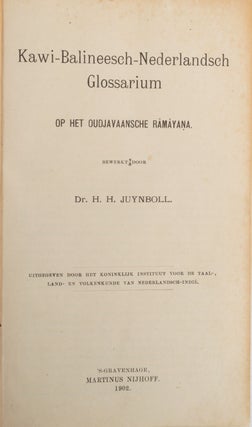 Stock ID #214073 Kawi-Balineesch-Nederlandsch Glossarium op Het Oudjavaansche Ramayana. H. H...