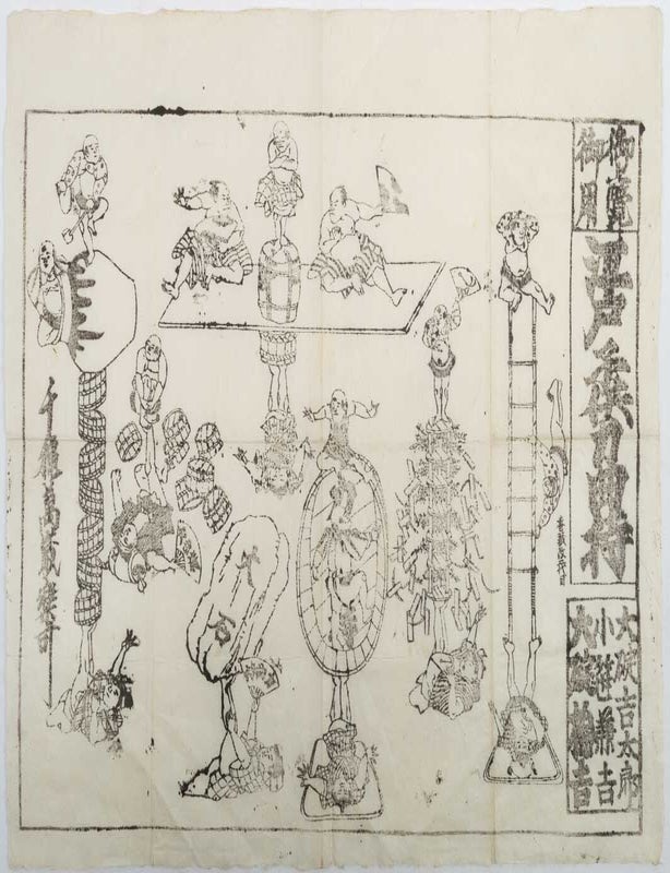 Stock ID #214111 江戸子供力曲持. [Edo kodomo chikara kyokumochi]. [Strong Child Acrobats in Edo]. KICHITARŌ ŌIKARI, 大碇吉太郎.