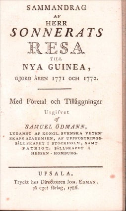 Stock ID #214528 Sammandrag af Herr Sonnerats Resa till Nya Guinea, gjord åren 1771 och 1772...