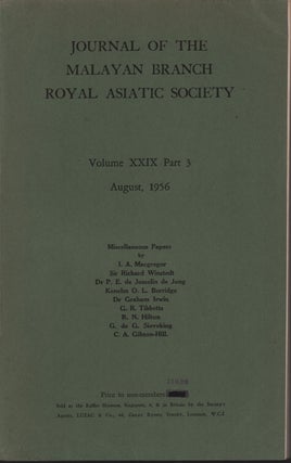 Stock ID #214752 Journal of the Malayan Branch Royal Asiatic Society, Vol. XXIX, Part 3. MBRAS