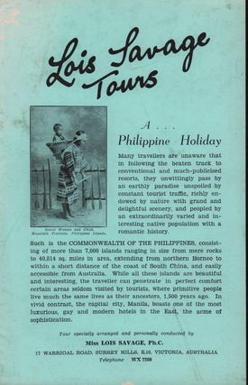 Stock ID #215113 Lois Savage Tours: A Philippine Holiday....Tours specially arranged and...