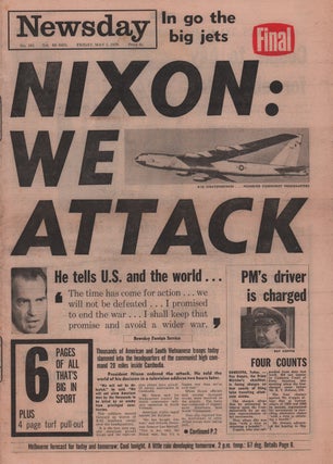 Stock ID #215264 Nixon: We Attack. Newsday, No. 182, Friday, May 1, 1970. OPERATION MENU -...
