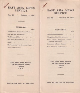 East Asia News Service. Nos. 42 and 43. OUTBREAK OF SECOND SINO-JAPANESE WAR.