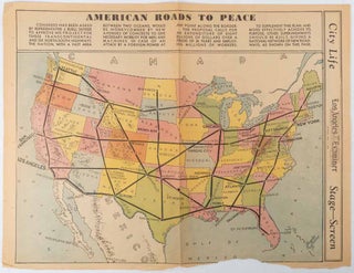 Stock ID #215547 American Roads to Peace. PICTORIAL - PRE WWII MAP, HOWARD AUSTIN BURKE