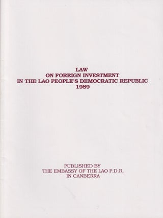 Stock ID #215695 Law on Foreign Investment in the Lao People's Democratic Republic. ECONOMIC...