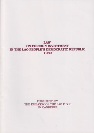 Stock ID #215695 Law on Foreign Investment in the Lao People's Democratic Republic. ECONOMIC...