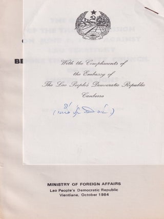 Stock ID #215696 The Question of the Thai Aggression on June 6, 1984 Against Lao Territory Before...