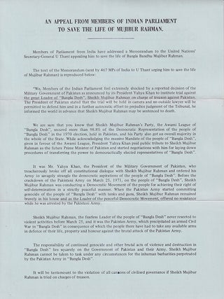 Stock ID #215937 An Appeal from Members of the Indian Parliament to Save the Life of Mujibur...