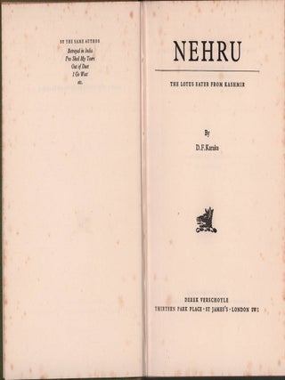 Stock ID #215988 Nehru: The Lotus Eater from Kashmir. D. F KARAKA