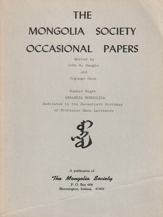 Stock ID #217157 Analecta Mongolica. Dedicated to the Seventieth Birthday of Professor Owen...