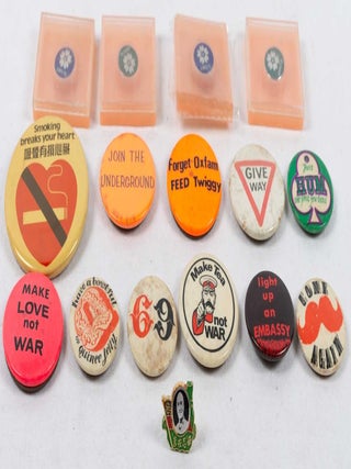 Stock ID #217364 Protest and Miscellaneous Badges or Pins. EPHEMERA - 1970S BADGES