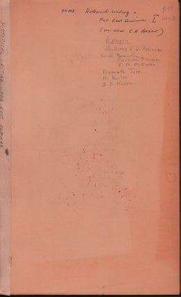 Stock ID #218258 Historical Writing on the Peoples of Asia. Far East Seminar. G. W. ROBINSON,...